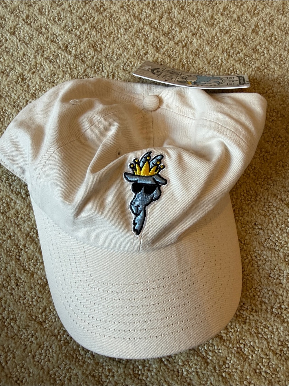 Kids White Baseball Cap with Crown Giraffe Patch